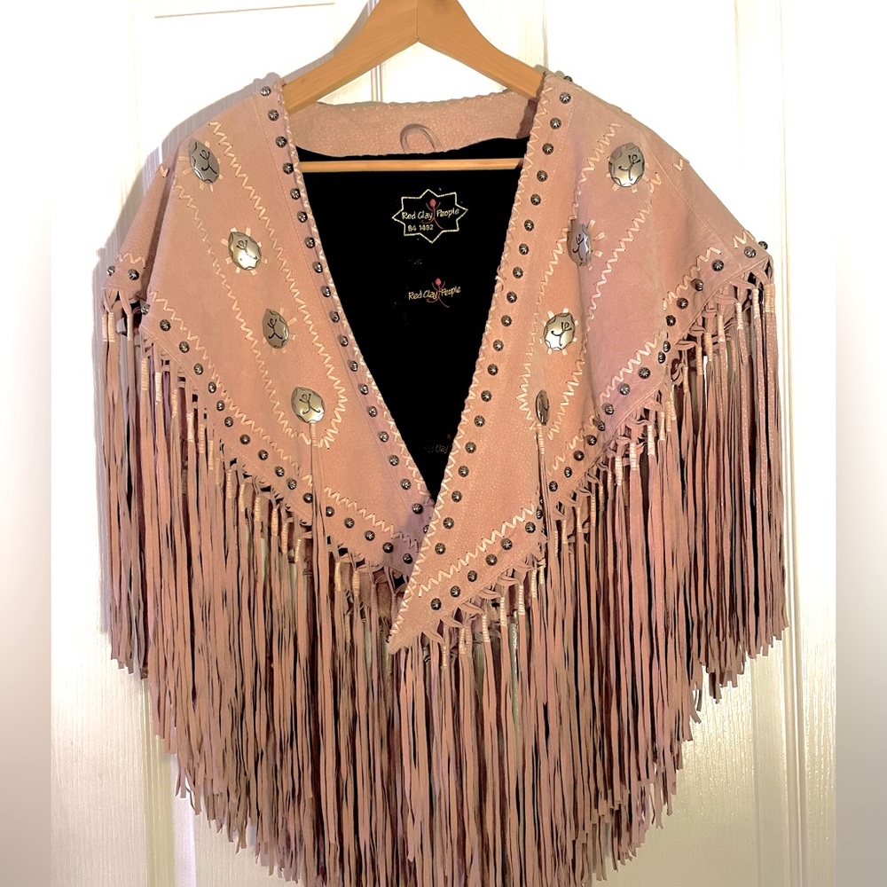 Gorgeous Red Clay People Fringed Cape